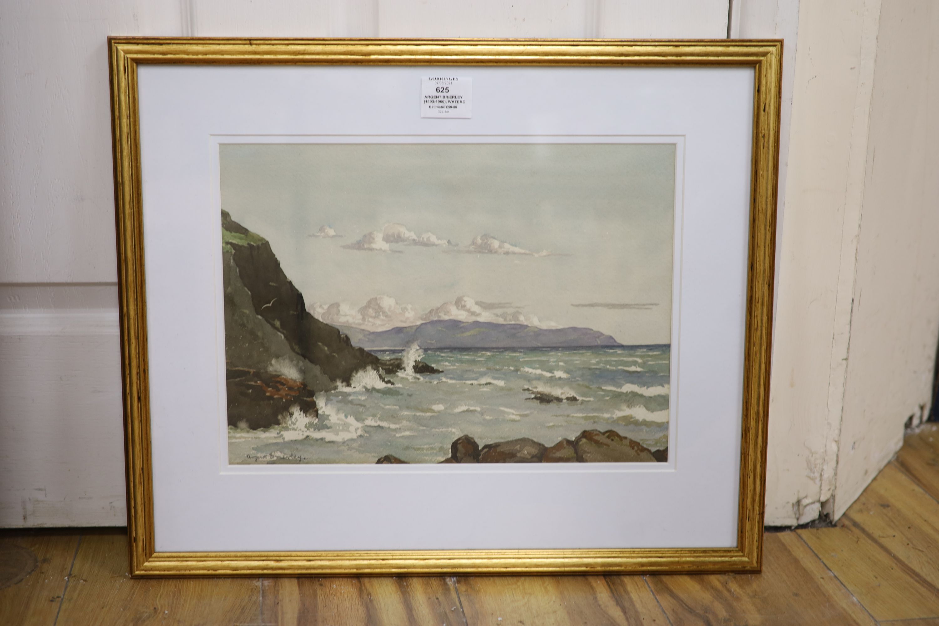 Argent Brierley (1893-1960), watercolour, Scottish coastal landscape, signed, 26 x 36cm